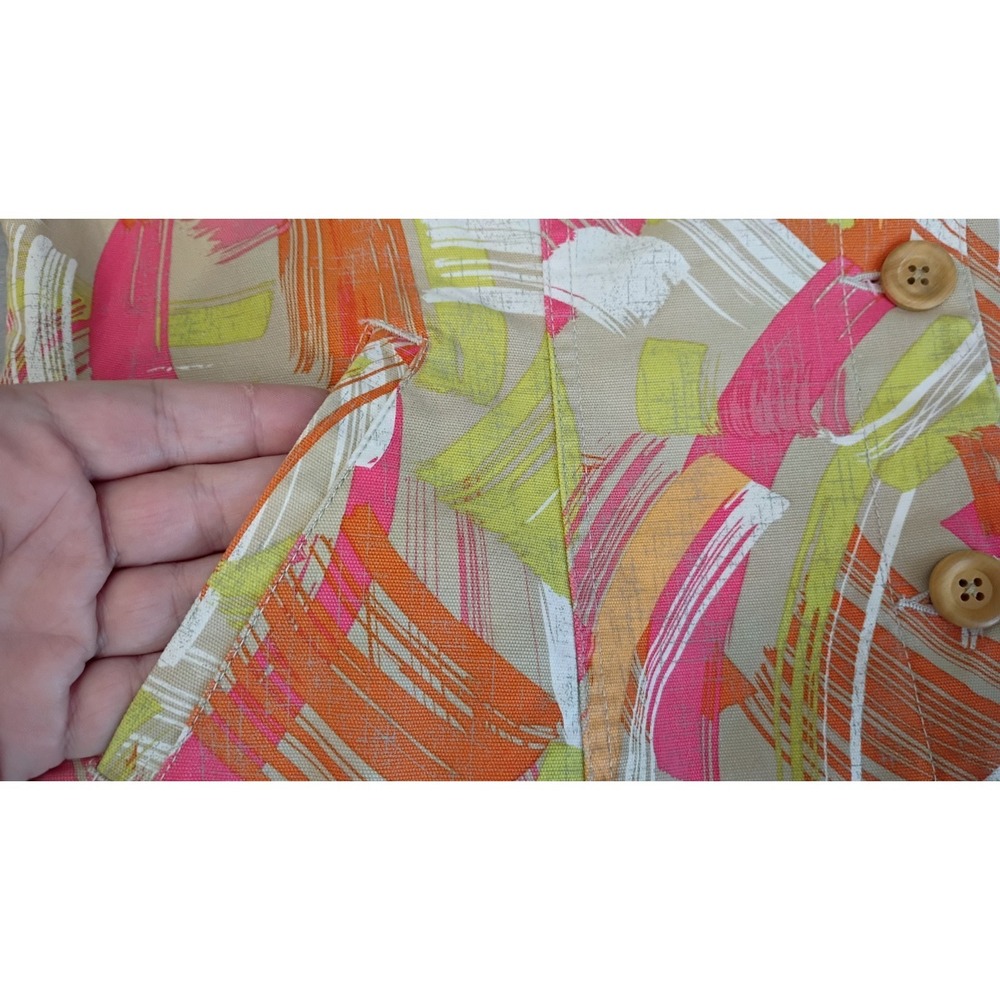 Ruby Rd Women Jacket Sz 16 Neon Abstract Print Button Front Pockets Bead Blazer - Picture 9 of 12